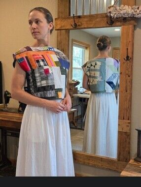 Upcycled Vtg Quilt-top Cropped Boxy Top M-L Handmade Dont Throw It Out